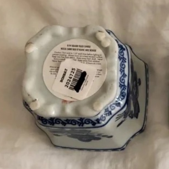 Chinoiserie mini cachepot plant pot with unscented candles inside unused Bombay - Picture 3 of 7